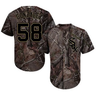 Chicago White Sox #58 Miguel Gonzalez Camo Realtree Collection Cool Base Stitched MLB Jerseys