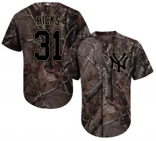 New York Yankees #31 Aaron Hicks Camo Realtree Collection Cool Base Stitched MLB Jersey