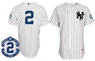 New York Yankees #2 Derek Jeter White Retirement Patch Jersey