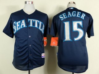 Seattle Mariners #15 Kyle Seager 2014 Navy Blue Jersey