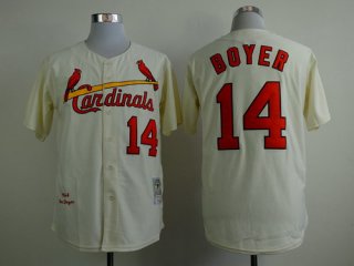 St. Louis Cardinals #14 Ken Boyer 1964 Cream Throwback Jersey