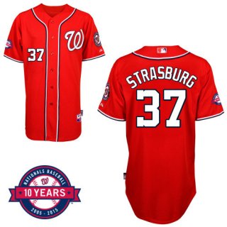 Washington Nationals #37 Stephen Strasburg Red 10TH Jersey