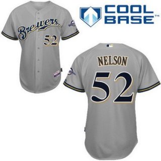 Milwaukee Brewers #52 Jimmy Nelson Gray Jersey