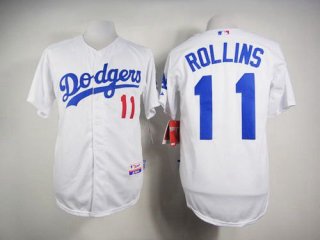 Men's Los Angeles Dodgers #11 Jimmy Rollins White Jersey