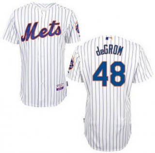 Men's New York Mets #48 Jacob DeGrom White Pinstripe Jersey