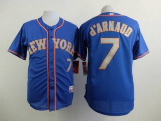 Men's New York Mets #7 Travis D'Arnaud Blue With Gray Jersey