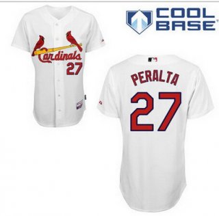 Men's St. Louis Cardinals #27 Jhonny Peralta White Jersey