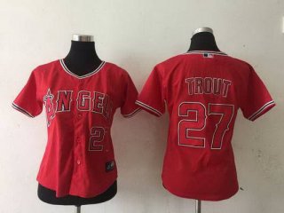 Women's LA Angels Of Anaheim #27 Mike Trout Red Jersey