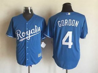 Men's Kansas City Royals #4 Alex Gordon Alternate Light Blue 2015 MLB Cool Base Jersey