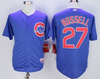 Men's Chicago Cubs #27 Addison Russell Blue Cool Base Jersey