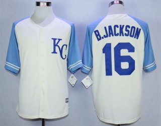 Men's Kansas City Royals #16 B.Jackson Cream New Cool Base Jersey