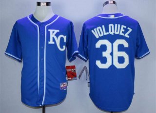 Men's Kansas City Royals #36 Edinson Volquez Blue Cool Base Jersey