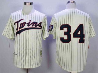 Men's Minnesota Twins #34 Kirby Puckett Cream 1969 Throwback Jersey