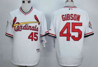 Men's St. Louis Cardinals #45 Bob Gibson White 1982 Turn Back The Clock Jersey