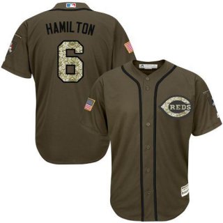 Cincinnati Reds #6 Billy Hamilton Green Salute to Service Stitched MLB Jersey