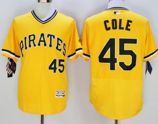 Men's Pittsburgh Pirates #45 Gerrit Cole Yellow Flexbase 2016 MLB Player Jersey