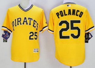 Men's Pittsburgh Pirates #25 Gregory Polanco Yellow Flexbase 2016 MLB Player Jersey