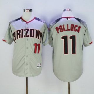 Men's Arizona Diamondbacks #11 A. J. Pollock Road Gray Brick 2016 Flexbase Majestic Baseball Jersey