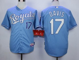 Men's Kansas City Royals #17 Wade Davis Light Blue Cool Base Baseball Jersey