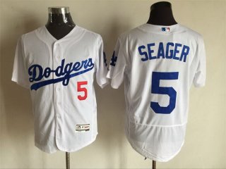 Men's Los Angeles Dodgers #5 Corey Seager White 2016 Flexbase Majestic Baseball Jersey