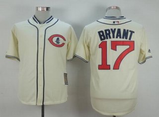 Men's Chicago Cubs #17 Kris Bryant Cream 1929 Majestic Cooperstown Collection Throwback Jersey