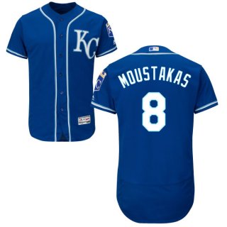 Men's Kansas City Royals #8 Mike Moustakas Navy Blue KC 2016 Flexbase Majestic Baseball Jersey