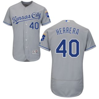 Men's Kansas City Royals #40 Kelvin Herrera Gray Road 2016 Flexbase Majestic Baseball Jersey