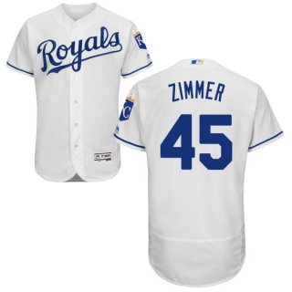 Men's Kansas City Royals #45 Kyle Zimmer Majestic White 2016 Flexbase Authentic Collection Jersey