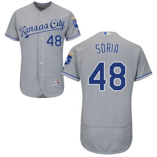 Men's Kansas City Royals #48 Joakim Soria Majestic Gray 2016 Flexbase Authentic Collection Jersey