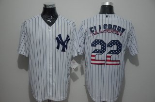 Men's New York Yankees #22 Jacoby Ellsbury White USA Flag Fashion MLB Baseball Jersey