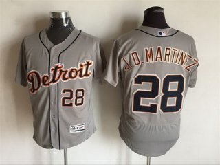 Men's Detroit Tigers #28 J. D. Martinez Gray Road 2016 Flexbase Majestic Baseball Jersey