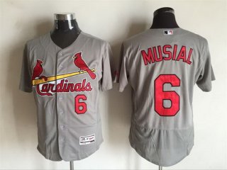 Men's St. Louis Cardinals #6 Stan Musial Retired Gray Road 2016 Flexbase Majestic Baseball Jersey