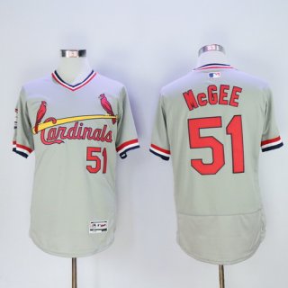 Men's St. Louis Cardinals #51 Willie McGee Retired Gray Pullover 2016 Flexbase Majestic Baseball Jersey