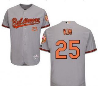 Men's Baltimore Orioles #25 Hyun-soo Kim Gray Road Cool Base Majestic Baseball Jersey