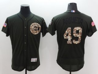 Men's Chicago Cubs #49 Jake Arrieta Green Salute to Service 2016 Flexbase Majestic Baseball Jersey