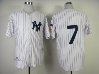 New York Yankees #7 Mickey Mantle 1951 White Throwback Jersey