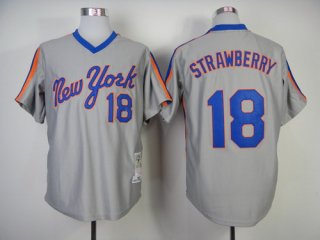 New York Mets #18 Darryl Strawberry 1987 Gray Throwback Jersey