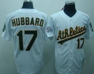 Oakland Athletics #17 Glenn Hubbard White Throwback Jersey