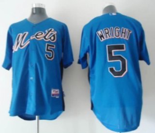 New York Mets #5 David Wright Light Blue BP Jersey