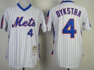 New York Mets #4 Lenny Dykstra 1986 White Throwback Jersey