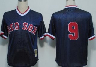 Boston Red Sox #9 Ted Williams 1990 Mesh BP Navy Blue Throwabck Jersey