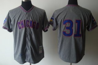 Chicago Cubs #31 Ferguson Jenkins 1968 Gray Wool Throwback Jersey