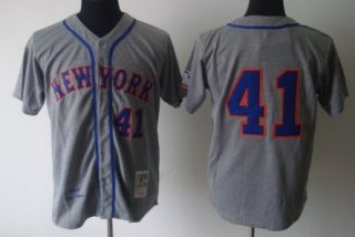 New York Mets #41 Tom Seaver 1969 Gray Wool Throwback Jersey