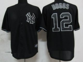 New York Yankees #12 Wade Boggs Black Fashion Jersey