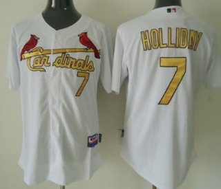 St. Louis Cardinals #7 Matt Holliday White With Gold Jersey