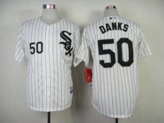 Chicago White Sox #50 John Danks White With Black Pinstripe Jersey