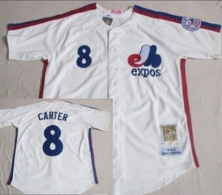 Montreal Expos #8 Gray Carter 1982 Cream Throwback Jersey