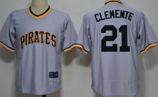 Pittsburgh Pirates #21 Roberto Clemente Gray Throwback Jersey