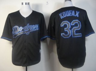 Los Angeles Dodgers #32 Sandy Koufax Black Fashion Jersey