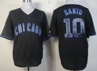 Chicago Cubs #10 Ron Santo Black Fashion Jersey